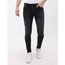 Jeans Med Rips Slim Fit För Män - MM-S- - Svart