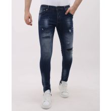 Tighta Jeans Slim Fit-jeans För Män Med Revor - MM-S- - Blå