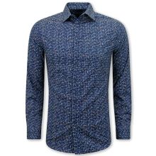 Blus Herr Långärmad - Blus Herr Slim Fit - Blå