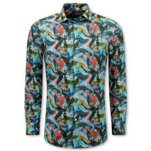 Herrblus Med Långa Ärmar - Herrskjorta Slim Fit - Blå