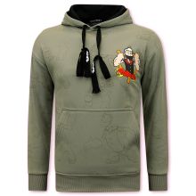 Hoodie Herr Med Huva - Popeye - Grå