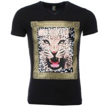 Tuffa Skjortor Med Tryck Tiger - T-Shirt Herr Svart