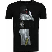 Hustler Rhinestone - Man T-Shirt Svart