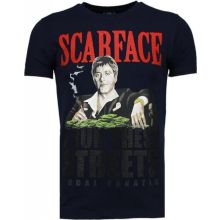 Scarface Boss Rhinestone - Herr T-Shirt Marinblå