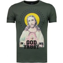 Jesus God Trust Rhinestone - Man T-Shirt Grön