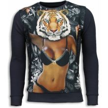 Tiger Chick Sweater - Tröjor Herr Mörkgrå