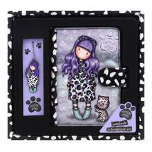 Brevpapper Set Gorjuss Smitten kitten Purpur Svart Vit