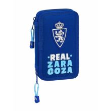 Dubbelt pennfodral Real Zaragoza Blå 12.5 x 19.5 x 4 cm (28 Delar)