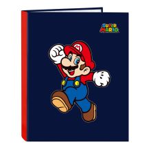 Ringpärm Super Mario World Marinblå A4 26.5 x 33 x 4 cm