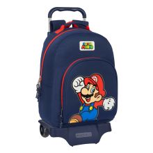 Skolväska med hjul Super Mario World Marinblå 32 x 42 x 15 cm