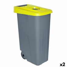 Papperskorg på hjul Denox 85 L Gul 58 x 41 x 76 cm