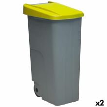 Papperskorg på hjul Denox 110 L Gul 58 x 41 x 89 cm