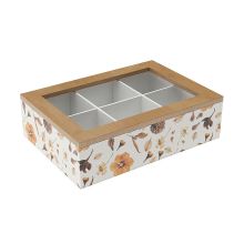 Låda för örtte Versa Blomblad Trä 17 x 7 x 24 cm