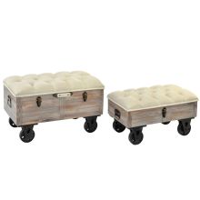 Sittpall DKD Home Decor Gran Svart Beige Brun Polyester (82 x 42 x 50 cm)