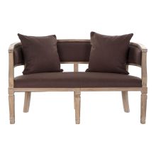 Soffa DKD Home Decor Brun linne Gummiträ Traditionell (122 x 69 x 72 cm)