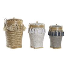 Korg - set DKD Home Decor 39 x 39 x 55 cm Bambu Frans Boho