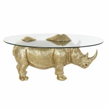 Sidobord DKD Home Decor Transparent Gyllene Harts Glas 100 x 60,5 x 46 cm