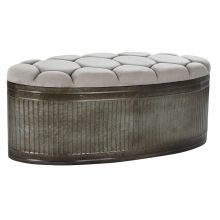 Sittpall DKD Home Decor Beige Metall Polyester Mörkbrun (121 x 44 x 47,5 cm)