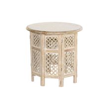 Sidobord DKD Home Decor Vit Brun Mangoträ 53 x 53 x 53 cm