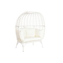 Trädgårdssoffa DKD Home Decor 130 x 68 x 146 cm syntetisk rattan Stål Vit