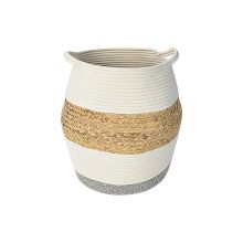 Korg DKD Home Decor Vit Naturell Aluminium Naturliga fibrer 30 x 30 x 40 cm