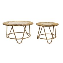 2-bordsset DKD Home Decor Ljusbrun 80 x 80 x 47 cm 80 x 80 x 45,5 cm