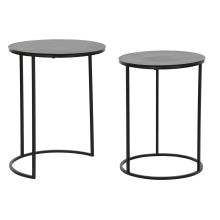 2-bordsset DKD Home Decor Svart Metall Aluminium 46 x 46 x 58 cm