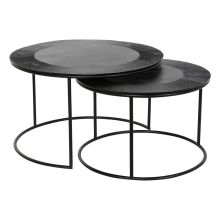 2-bordsset DKD Home Decor Svart Metall Aluminium 76 x 76 x 44 cm