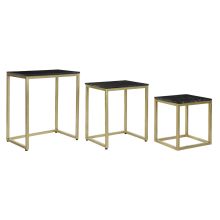3-bordsset DKD Home Decor 50 x 35 x 60 cm Svart Gyllene Marmor Järn