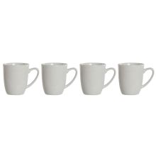 Set med 4 muggar DKD Home Decor Vit Porslin 330 ml 12 x 10 x 9 cm