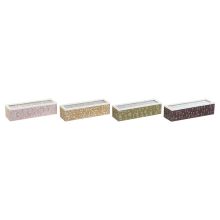 Låda för örtte DKD Home Decor Grön Senap Mörkbrun Glas Trä MDF (4 antal)