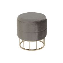 Fotpall DKD Home Decor Gyllene Mörkgrå Polyester Metall 38 x 38 x 41 cm