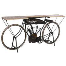 Sidobord DKD Home Decor Motorcykel Svart Naturell Trä Metall 180 x 35 x 86 cm