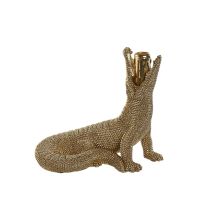 Prydnadsfigur Home ESPRIT Gyllene Krokodil 26,5 x 18 x 23,5 cm