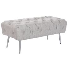 Sittpall Home ESPRIT Grå Silvrig Polyester Metall 103 x 46 x 42 cm