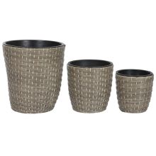 Set med planteringskärl Home ESPRIT polypropen Rattan 40 x 40 x 45 cm