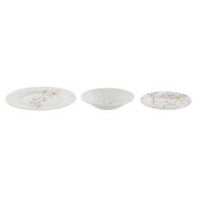 Servissats Home ESPRIT Vit Grön Rosa Porslin 18 Delar 27 x 27 x 2 cm