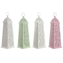 Lykta Home ESPRIT Vit Grön Rosa Metall Aluminium Shabby Chic 13 x 13 x 43 cm (4 antal)
