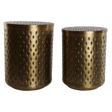 2-bordsset Home ESPRIT Gyllene Metall 43 x 43 x 54 cm