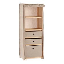 Bokhylla Beige Trä Tyg (28 x 113 x 42 cm)