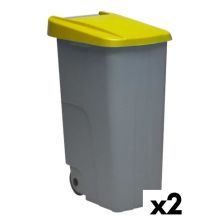 Papperskorg på hjul Denox 85 L Gul 58 x 41 x 76 cm