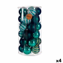 Uppsättning av julkulor Blå PVC 8 x 9 x 8 cm (4 antal)
