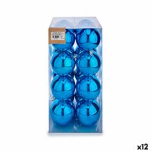 Uppsättning av julkulor Blå Plast 8 x 9 x 8 cm (12 antal)