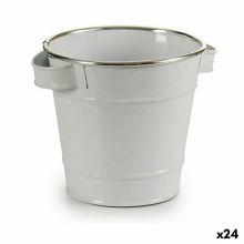 Kruka Kub Vit Silvrig Zink 19,5 x 14,5 x 16,5 cm (24 antal)
