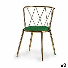 Stol Romb Grön Gyllene 50,5 x 73 x 51 cm (2 antal)