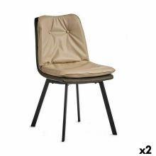 Fåtölj Knappar Svart Beige Grå Stål 62 x 85 x 47 cm (2 antal)