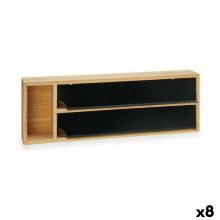 Pappersdispenser Double Svart Naturell Bambu Rostfritt stål 40 x 7 x 13 cm (8 antal)