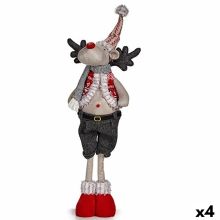 Prydnadsfigur Julrenar Röd Grå Polyester 13 x 65 x 18 cm (4 antal)