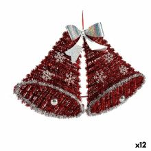 Julgranskula Hängen Köksfläktar Glitter LED Ljus Vit Röd 52 x 31,5 x 7,5 cm (12 antal)