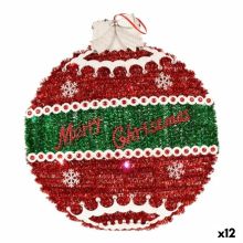 Julgranskula Hängen Julgranskula Glitter LED Ljus Vit Röd polypropen PET 40 x 5,5 x 40 cm (12 antal)